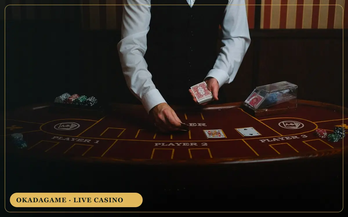 OKADAGAME live casino – dealer showing cards at the table